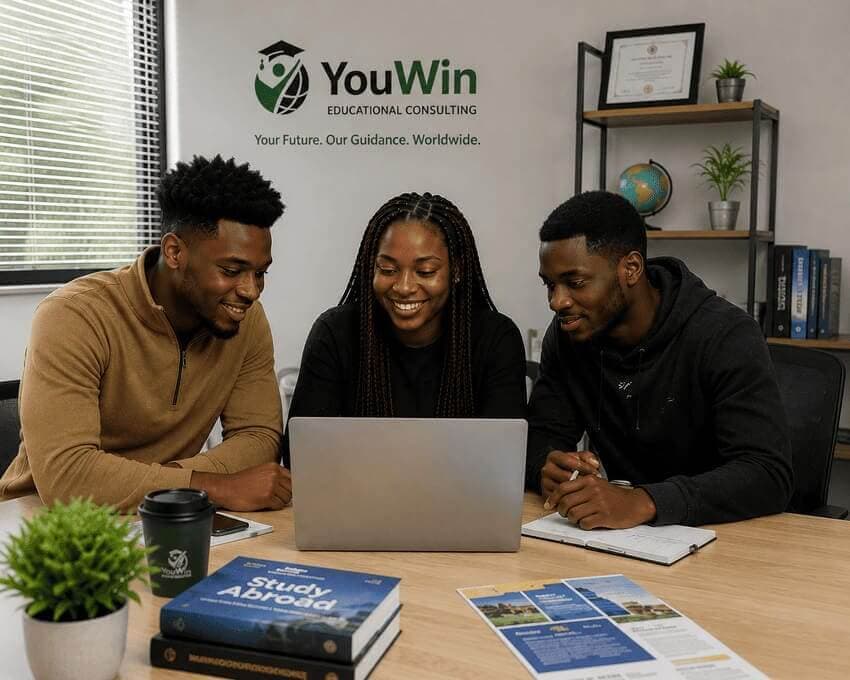 Education consultant helping a Nigerian student compare courses abroad